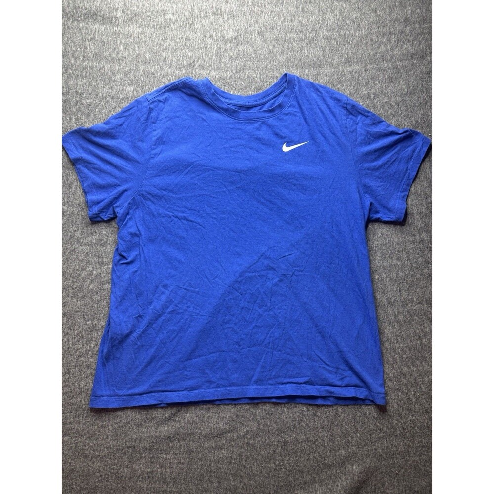 Nike Shirt Mens XXL Blue Short Sleeve Crewneck Tagless Cotton Sports Logo Tee